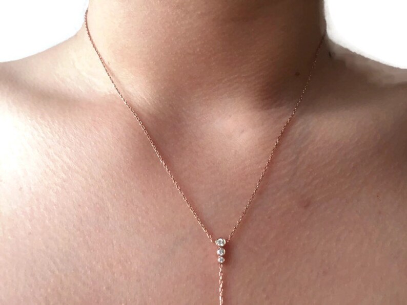 Gold Diamond Ruby Lariat Necklace Dainty Y Lariat Necklace Etsy