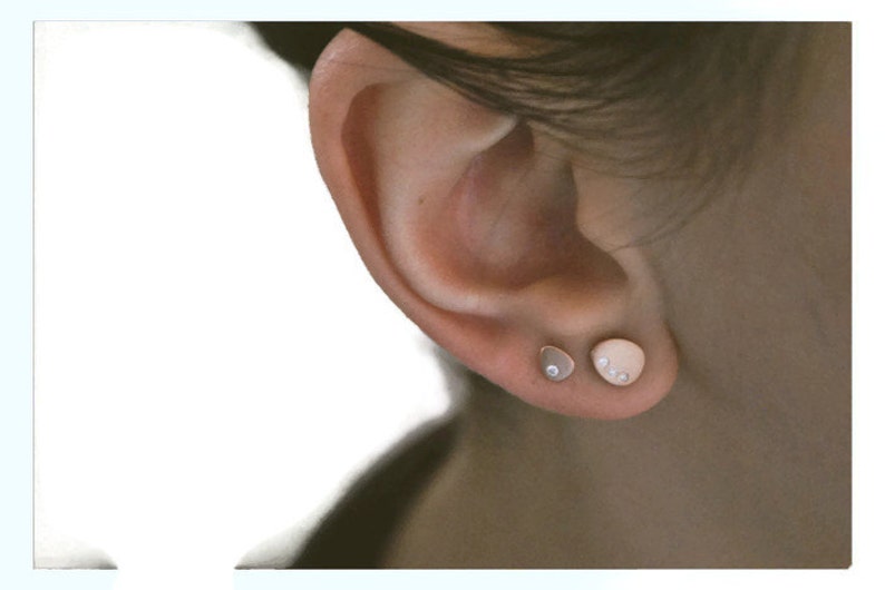 Silver Earring Minimalist Earring Rose Gold Earring Mini Tear Earring Fashion Earring Stud Earring Tiny Diamond Earring