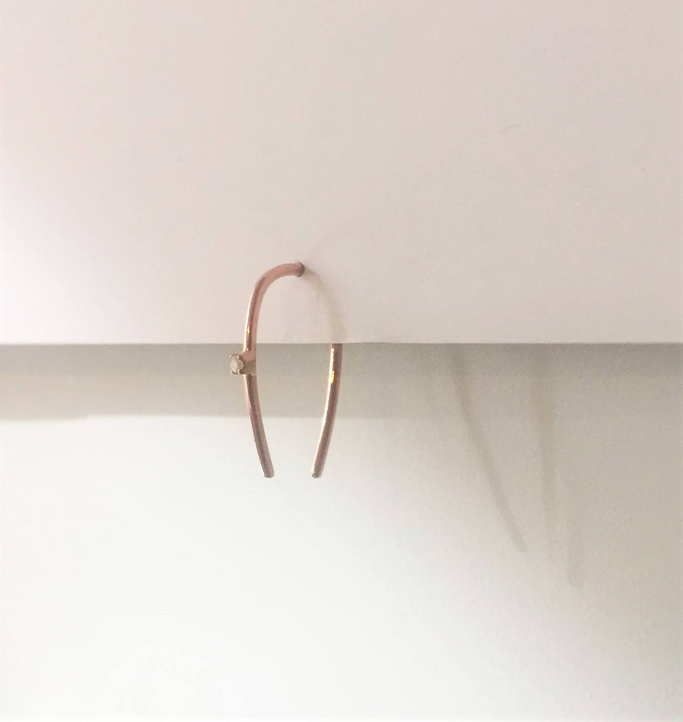 Gold Diamond Arc Earring Dainty Horseshoe Earring Minimalist Etsy