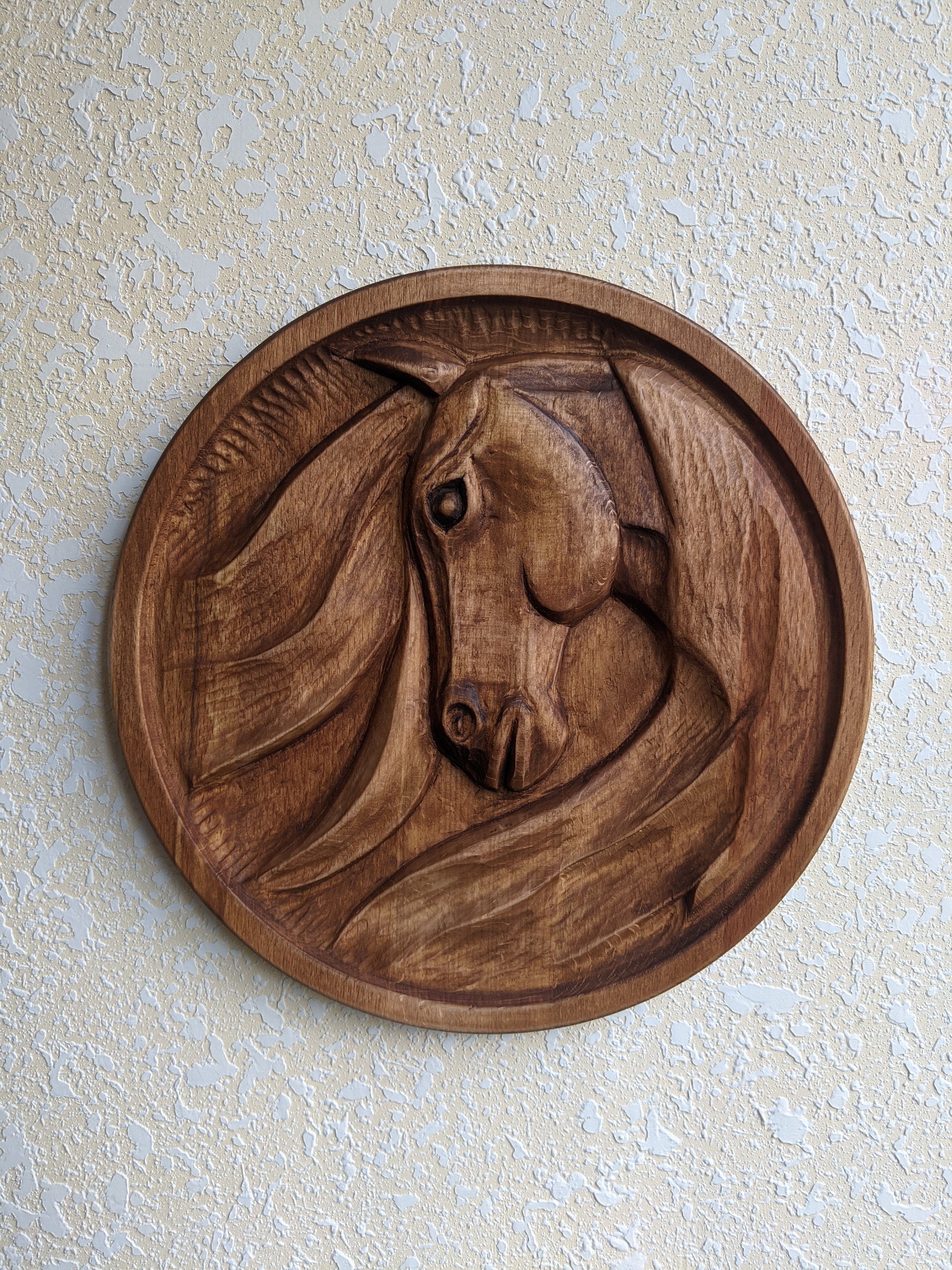 Wood wall decor Horses relief carving Original woodart Hanging Etsy