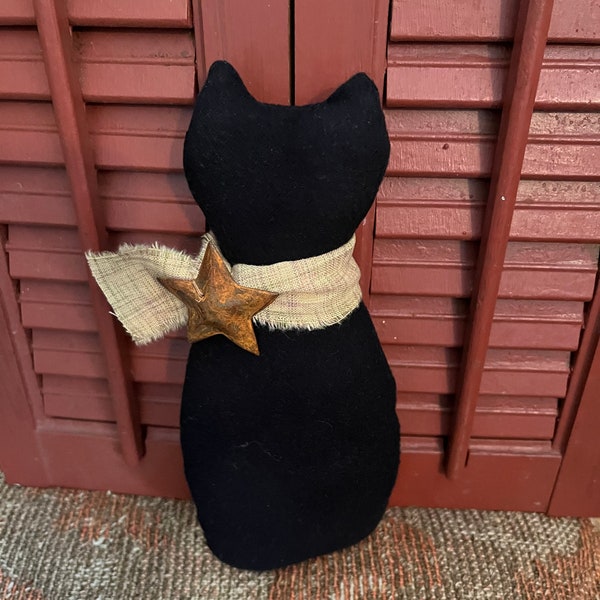 Prim Black Cat, Prim Fall Decor, Primitive Decor, Prim Farmhouse Decor, Country Prim Decor, Cottage Vintage Decor, Rusty Star.