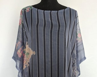 Chiffon Kaftan Beach Cover Up | Striped Kimono Tunic
