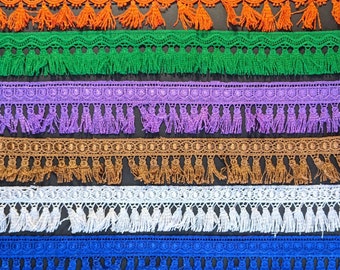 Colorful Fringe Lace Trim, Vintage Style, Sewing Embellishment - Per Yard