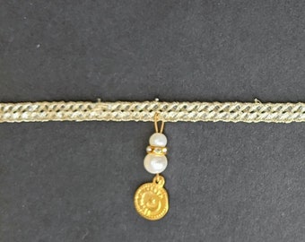 Pearl Beaded Gold Tassel Lace Trim, Sewing Embellishment - Per Yard
