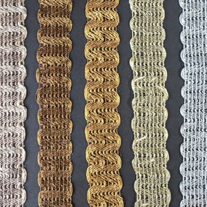 Gold, Silver, Rose Gold, Dark Gold, Bronze Trim, Vintage Lace, Golden Lace, Embroidered Golden Lace, Ribbon, Sewing Lace  - Per Yard