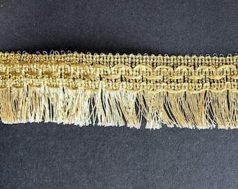 Gold Fringe Lace Trim, Vintage Ribbon, Sewing Embellishment - Per Yard