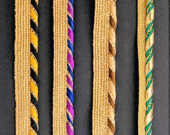 Golden Embroidered Lace Trim, Sewing Ribbon - Per Yard