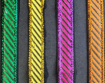 Embroidered Multicoloured Lace Trim – Vintage Style Ribbon, Per Yard