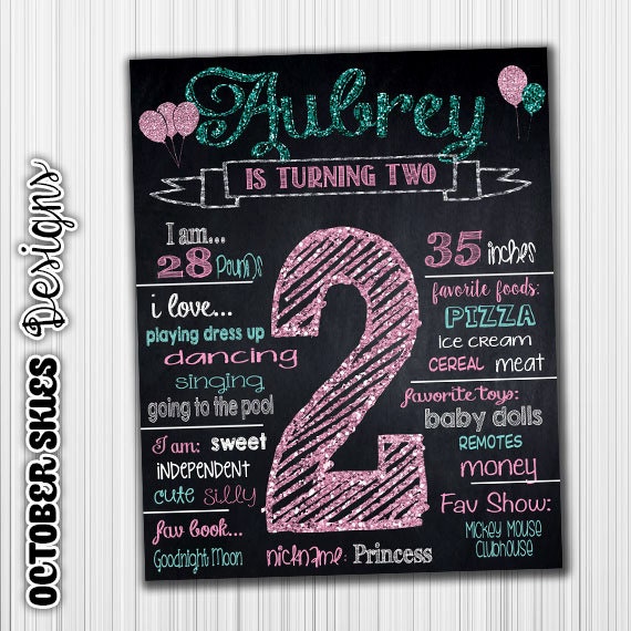 Birthday Chalkboard Any Age Custom Milestone Announcement Etsy