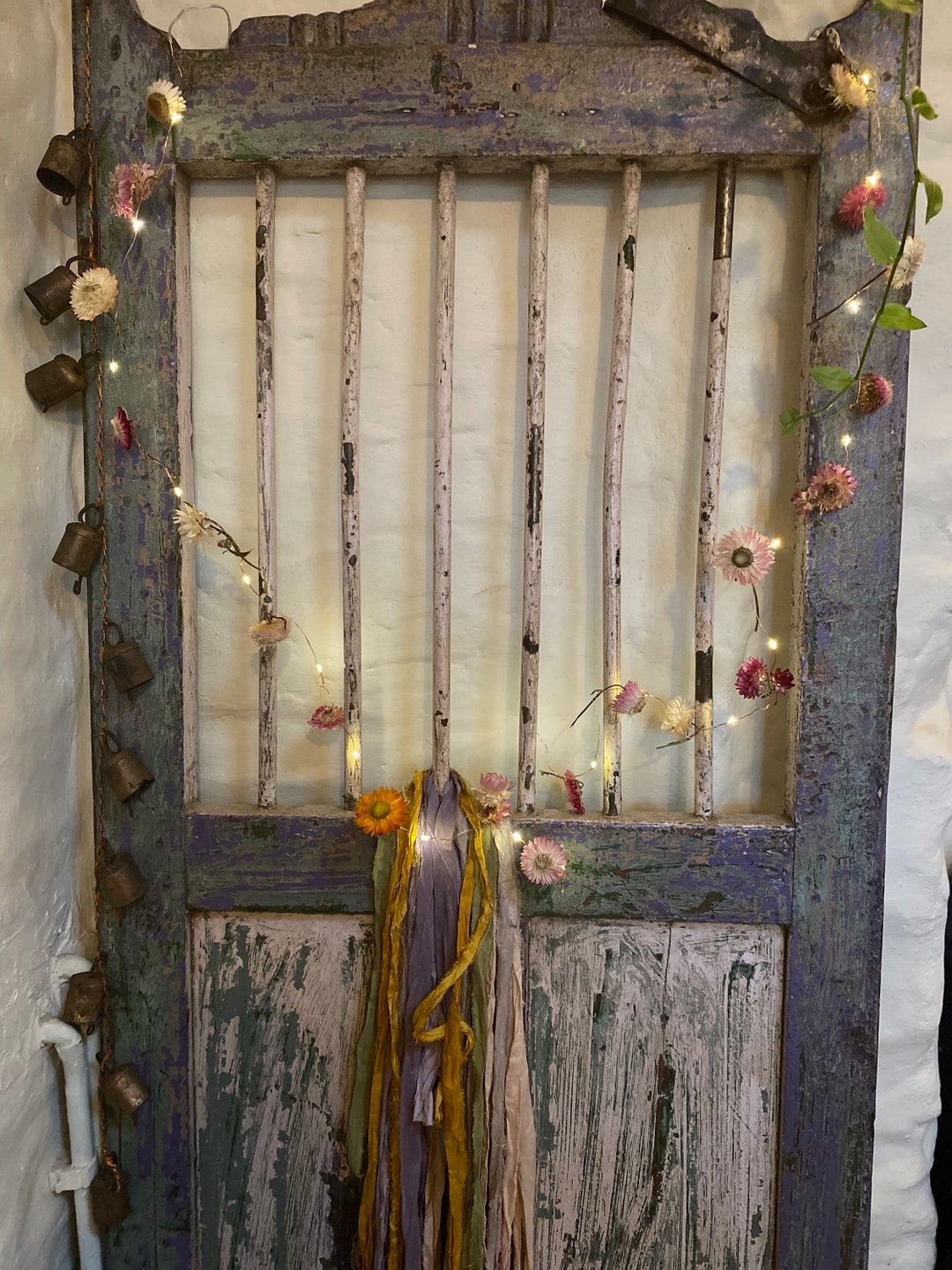 Dried Flower Light String Straw Flowers on a String of Dried Flowers on ...