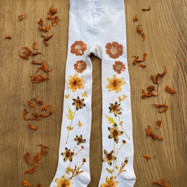 Organic cotton Children’s tights eco printed 4-5 yrs