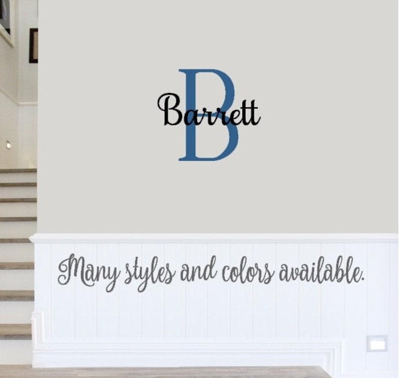 Initial Wall Decal Letter Wall Decal Monogram Wall Decal Etsy