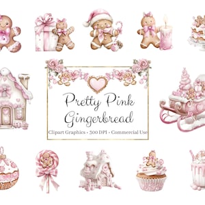 Pink Gingerbread Clipart Set - High-Quality PNG&#39;s, Commercial Use
