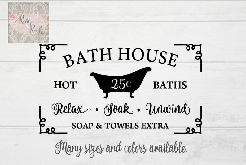 Bath House Decal Bathroom Decal Farmhouse Decal Antique Tub Etsy