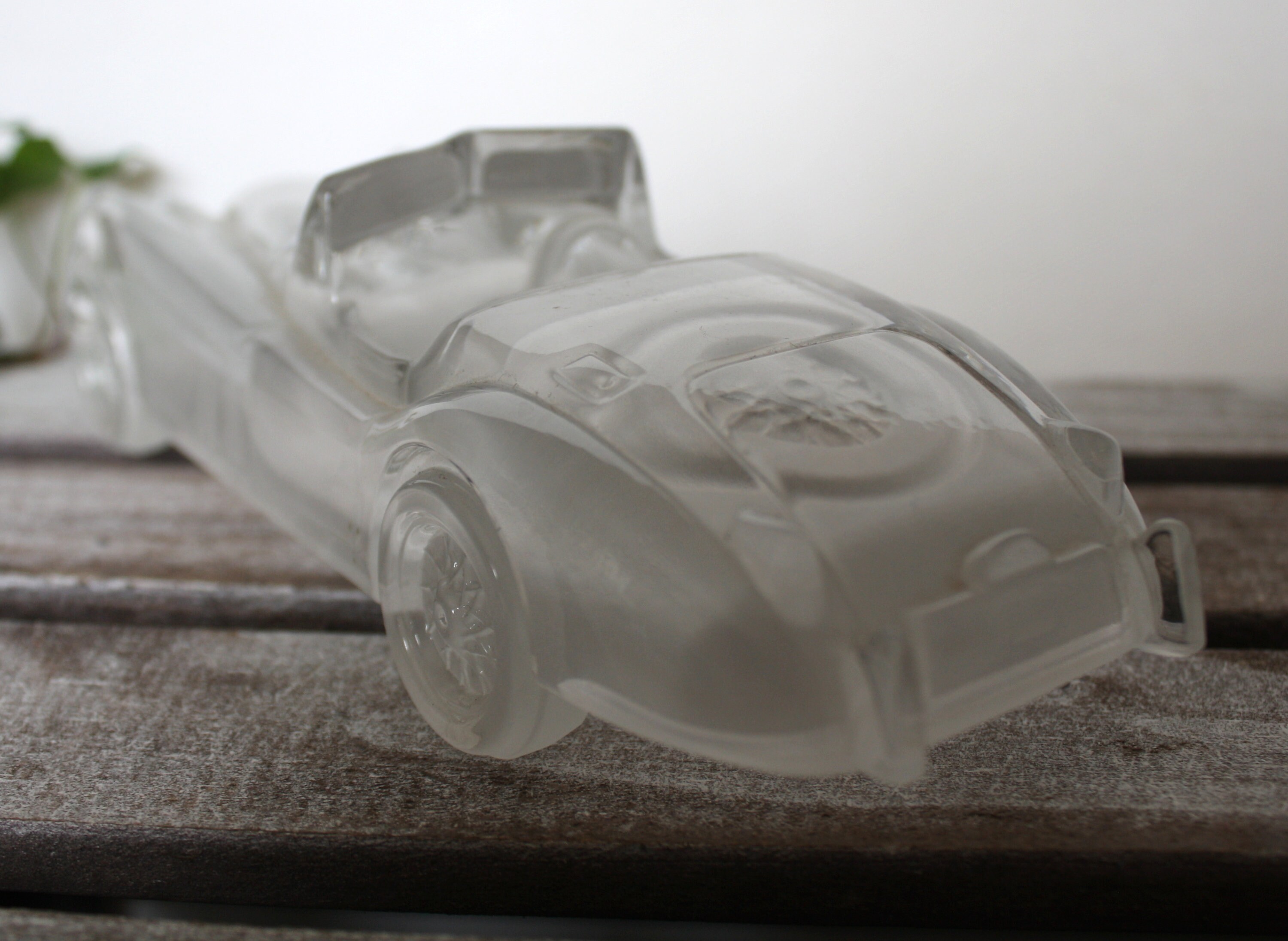 Vintage Heavy Frosted and Clear Glass Jaquar Convertible Car Etsy