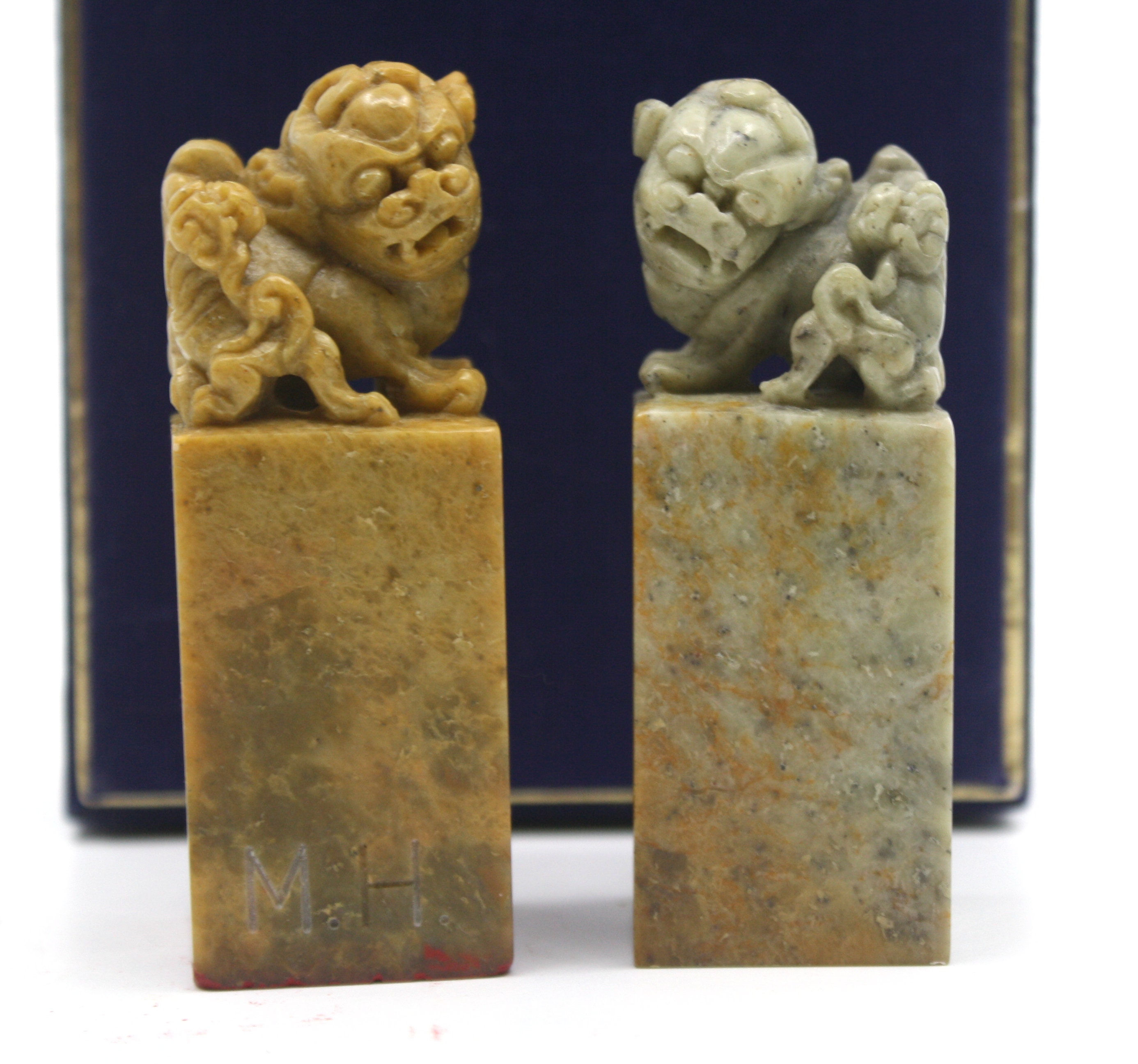 Vintage Chinese Soapstone Block Bookend or Sculpture Carving