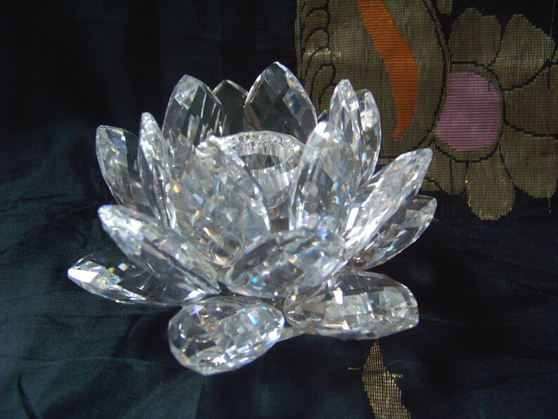 Swarovski Water Lily / Lotus Flower Medium Candle Holder in Etsy