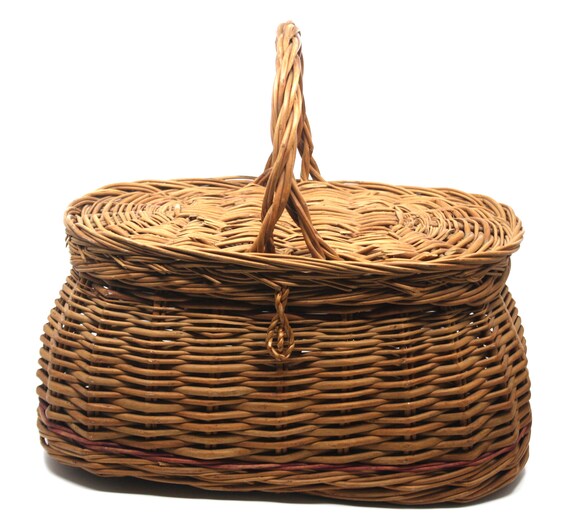 Antique Large Wicker Market Picnic Basket With Handle and Etsy