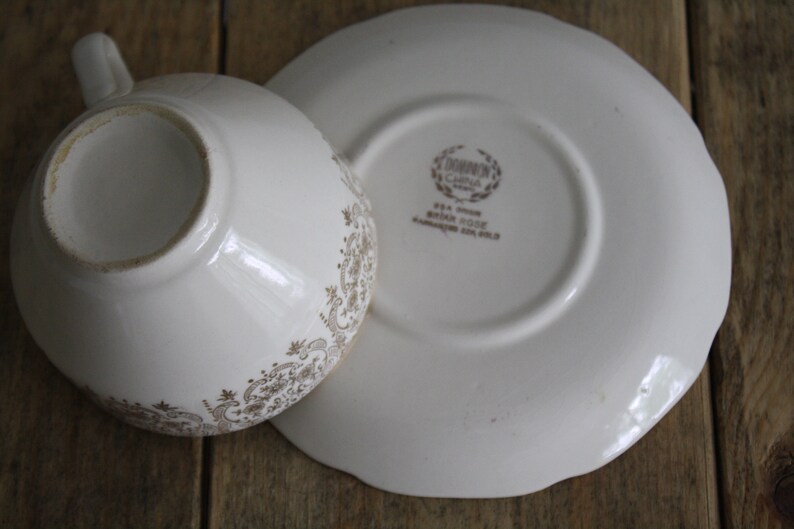Dominion China 22K Gold Flat Cup /& Saucer Set Briar Rose