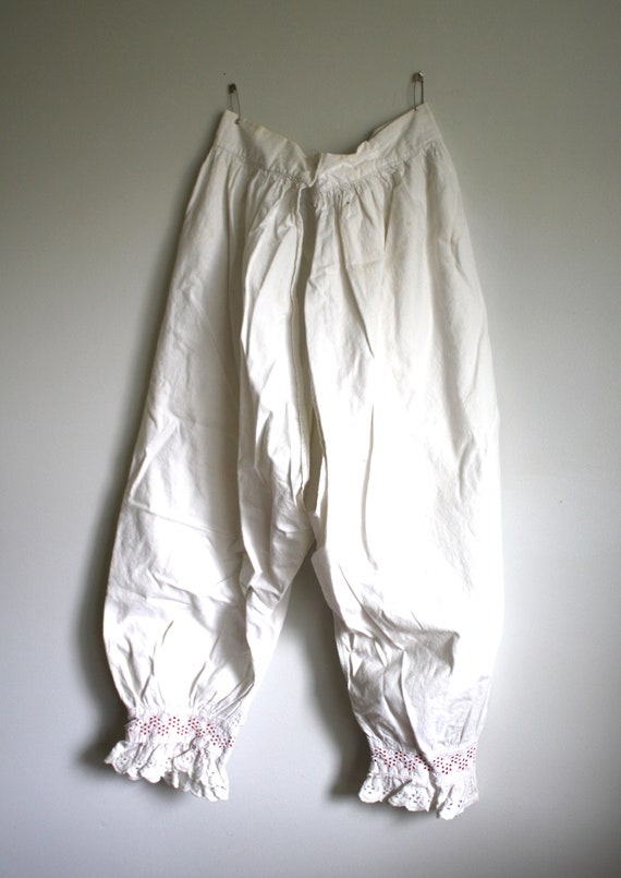 Victorian White Cotton Bloomers Antique Undergarm… - image 2