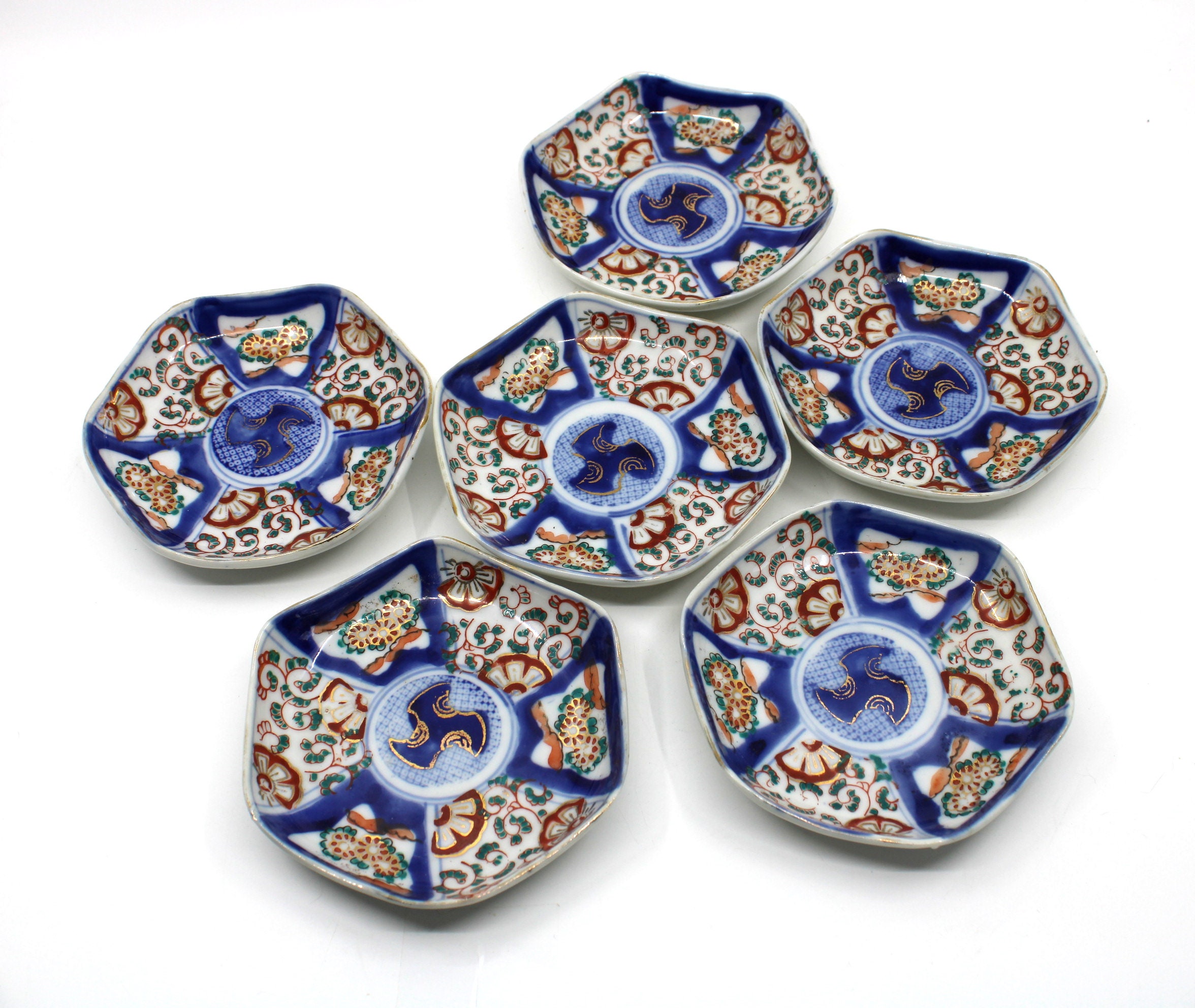 Set of 6 Antique Japanese Porcelain Side Plates Imari Hand Etsy