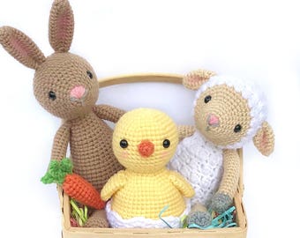 Easter Crochet Patterns, Crochet Easter Pattern Set, Crochet Lamb Pattern, Crochet Bunny Pattern, Crochet Chick Pattern, Crochet Toy Pattern