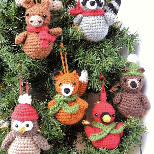 Crochet Christmas Ornament Pattern, Woodland Animal Crochet Pattern, Crochet Christmas Pattern, Amigurumi Christmas Pattern, Animal Ornament