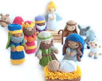 Modello per presepe all'uncinetto, modello per presepe Amigurumi, modello natalizio all'uncinetto, modello natalizio Amigurumi, set per presepe, artigianato per presepe