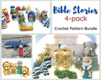 Crochet Bible Story Patterns, Nativity Pattern, Noah's Ark, Daniel and Lions Den Pattern, Jonah and the Whale, Amigurumi Bible Stories