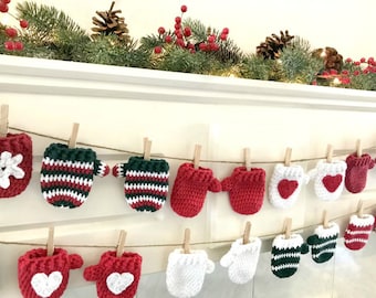 Crochet Mitten Garland Pattern, Crochet Christmas Garland Pattern, Crochet Christmas Pattern, Crochet Christmas Mini Mittens, Amigurumi