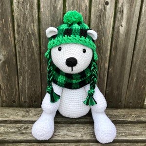 Häkelmuster für Eisbären, Häkelmuster für Weihnachtsbären, Häkelmuster für Büffelkarierte Bären, Amigurumi-Muster für Eisbären, Amigurumi-Weihnachten