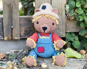 Crochet Scarecrow Bear Pattern, Crochet Scarecrow Pattern, Amigurumi Bear Pattern, Fall Crochet Pattern, Halloween Crochet Pattern, PDF