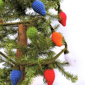 Crochet Christmas Lights Pattern, Christmas Crochet Patterns, Crochet Garland Pattern, Amigurumi Christmas Pattern, Crochet Ornament Pattern