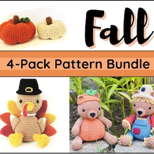 Fall Crochet Patterns, Fall Amigurumi Patterns, Crochet Pumpkin Pattern, Crochet Scarecrow, Crochet Turkey, Thanksgiving Crochet Patterns