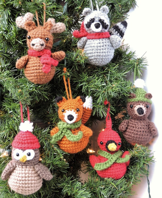 Crochet Christmas Ornament Pattern Woodland Animal Crochet - Etsy