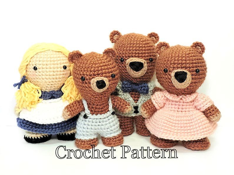 Goldilocks and Three Bears Crochet Toy Pattern (PDF) image 1