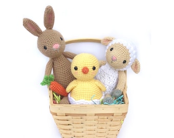 Easter Crochet Animal Patterns: Lamb, Bunny, Chick (PDF Download)