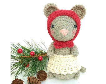 Crochet Christmas Mouse Pattern: Amigurumi Mrs Millie Mouse (PDF Tutorial)