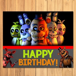 Fünf Nächte in Freddys Happy Birthday Schild - FNAF Geburtstagsbanner - 5 Nächte Freddys Party - 5 Nächte Freddys Videospielparty 100817