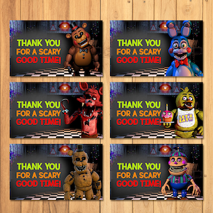 Fünf Nächte bei Freddys Party Tags - FNAF Geburtstagsparty - 5 Nächte Freddys Danke Tags - 5 Nächte Freddys Videospielparty 100817