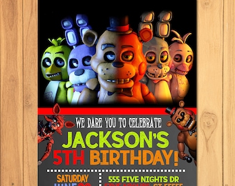 Editable Five Nights at Freddy's Invitation Free Thank You Card