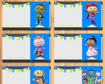 Lavagna per tende per cibo Super Why * Compleanno di Super Why * Stampabili di Super Why * Segni di cibo di Super Why * Etichette per bomboniere di Super Why - 100015