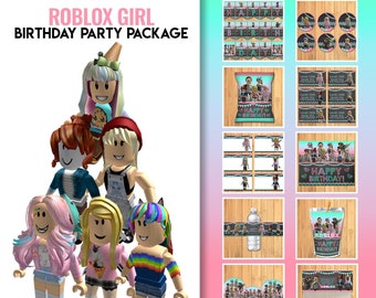 Girls Roblox Party Etsy - girl roblox birthday party package pink roblox birthday party roblox party favors roblox birthday party printables 100926