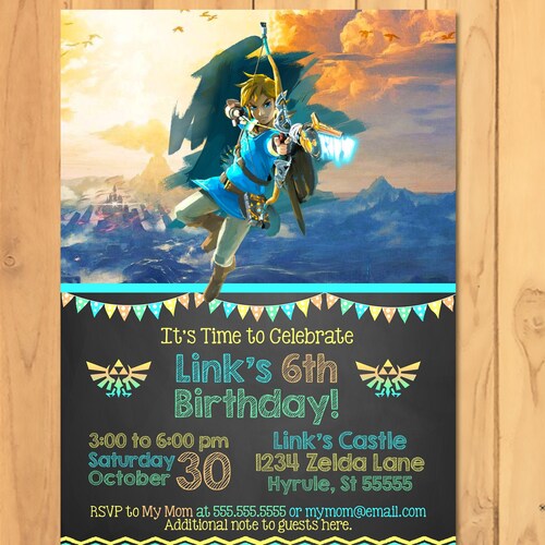 Digital Printable The Legend Of Zelda Birthday Custom Etsy