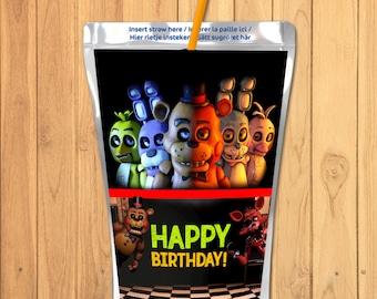 Five Nights at Freddy's Capri Sun Label - Festa di compleanno FNAF - 5 Nights Freddys Drink Pouch Label - 5 Nights Freddy's Video Game 100817