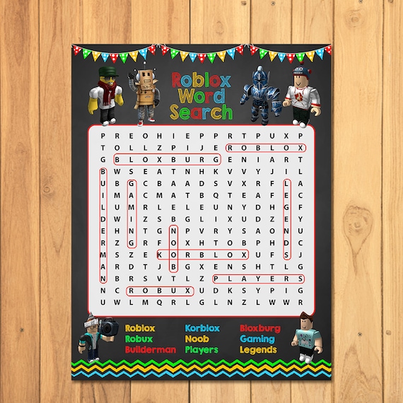 Roblox Party Game Word Search Chalkboard Roblox Party Game Etsy - game s inspirational quotes roblox