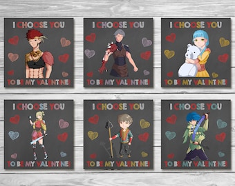 Set di biglietti di San Valentino anime da 3x3 pollici - Lavagna * San Valentino Manga * Bomboniere di San Valentino * San Valentino Scuola Anime
