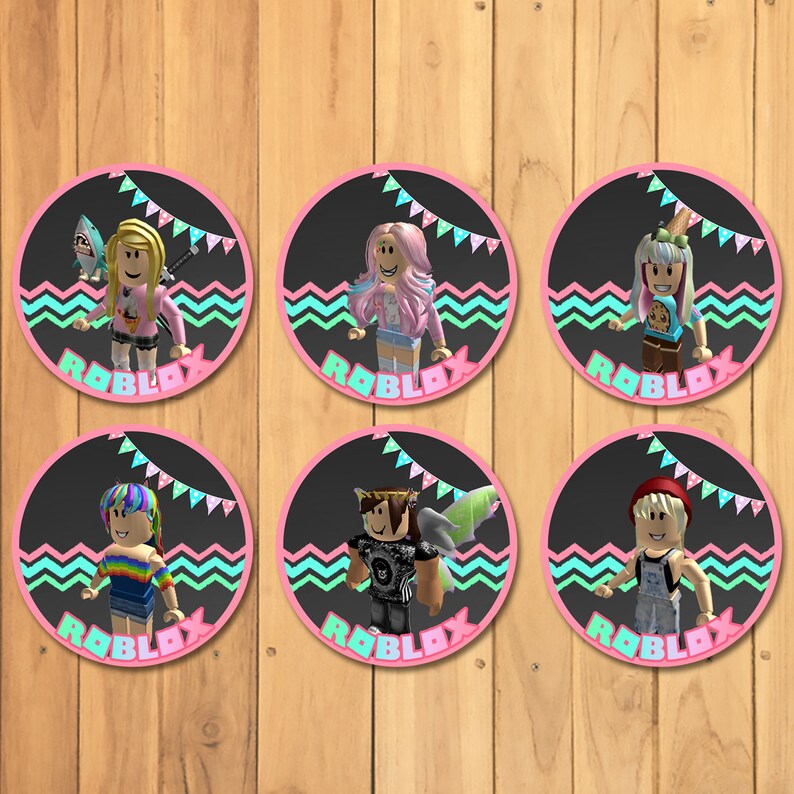 Girl Roblox Cupcake Toppers Pink Roblox Stickers Roblox Etsy - 