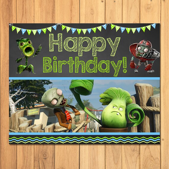 Plants Vs Zombies Happy Birthday Sign Plants Vs Zombies Sign Etsy - pictures of roblox happy zombie face