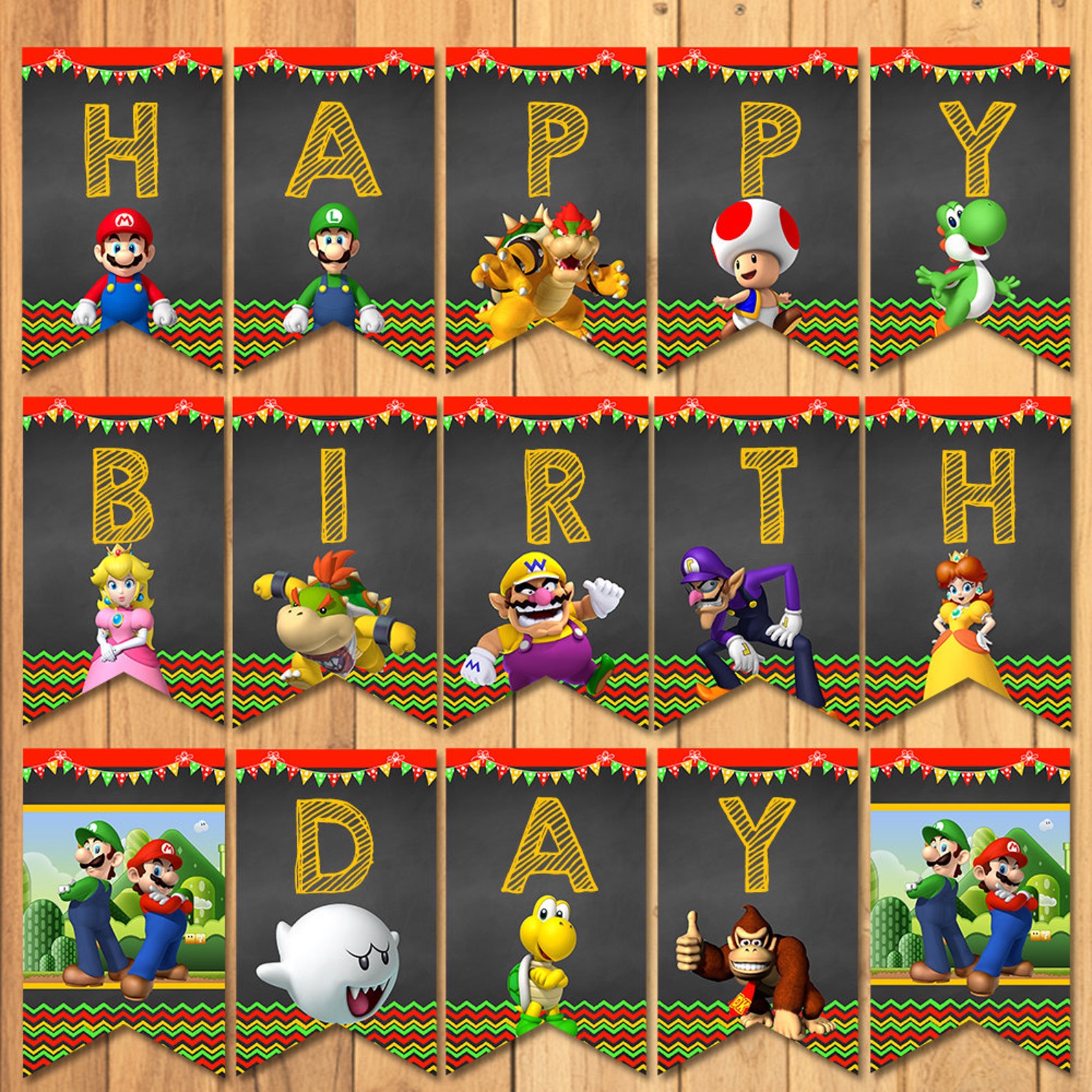 Super Mario Brothers Birthday Banner Super Mario Brothers | Etsy